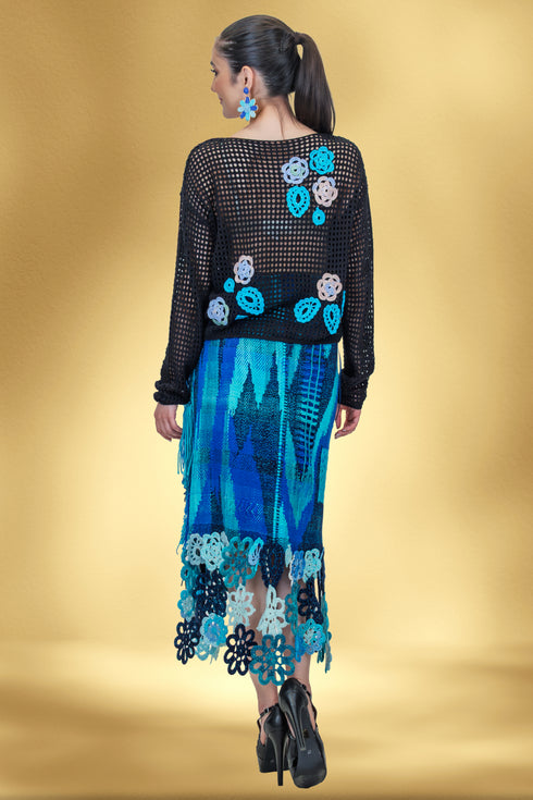 Bluza plasă cu garnituri croșetate manual – Unicat