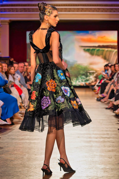 Rochie din catifea pictata manual – CTN-10