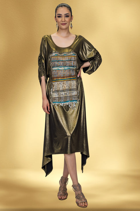 Rochie jerse cu garnitura lucrata manual CTN-79