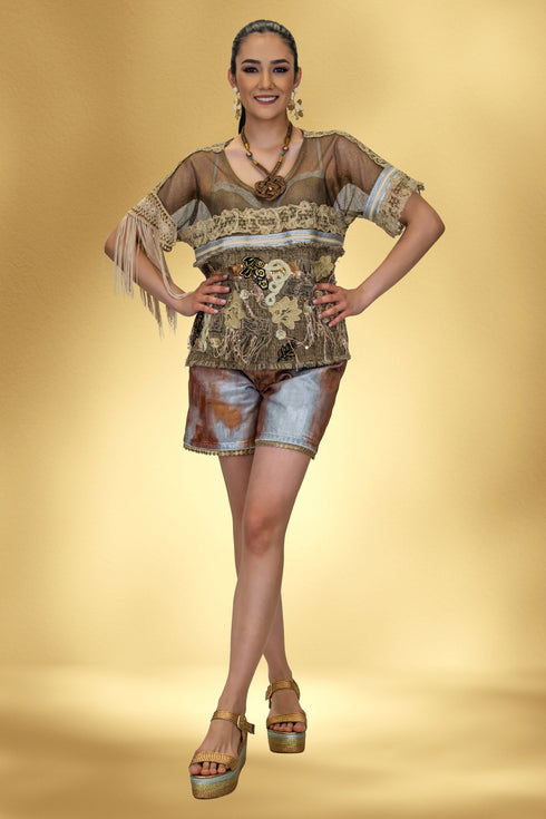 Bluza tulle cu aplicatii – CTN-33