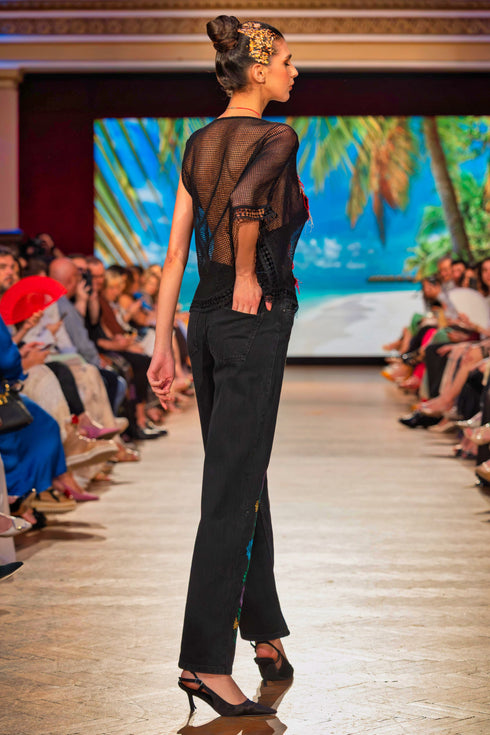 Bluză plasă din bumbac cu aplicații lucrate manual – CTN-30