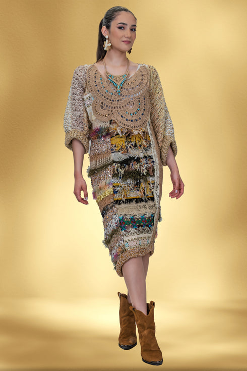 Rochie tricotată manual cu aplicații – CTN-57-UNICAT