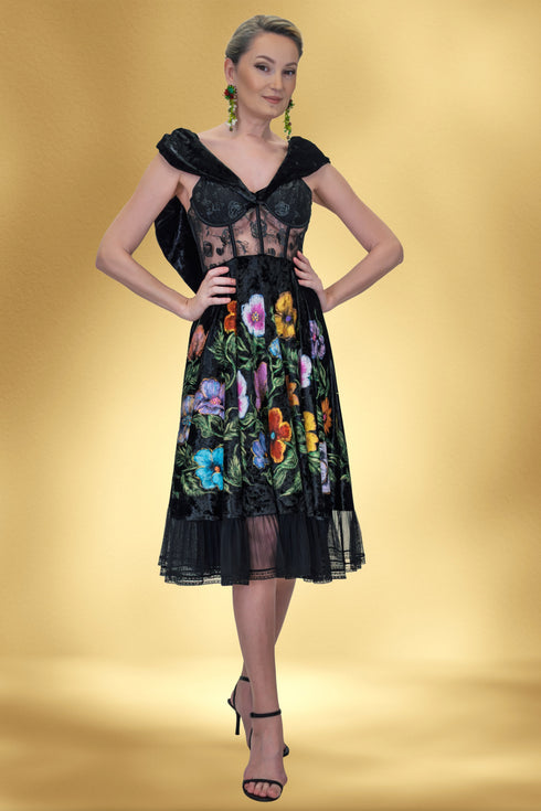 Rochie din catifea pictata manual – CTN-10