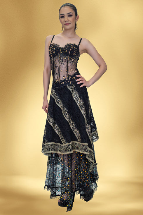 Compleu dantela si strasuri CTN-8