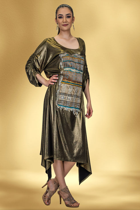 Rochie jerse cu garnitura lucrata manual CTN-79