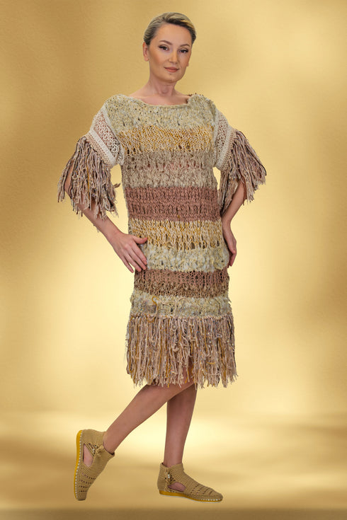 Rochie tricotată manual cu dantelă – CTN-U4