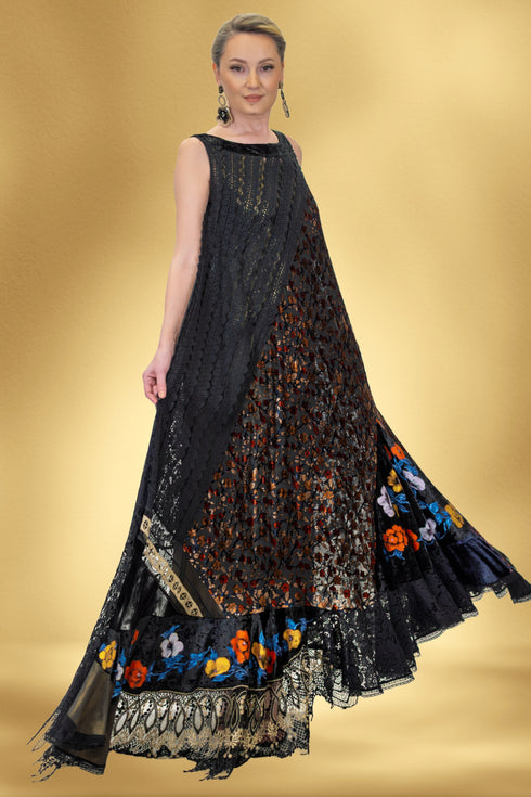 Rochie din compoziție de diverse țesături – CTN-73