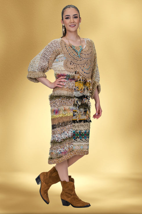 Rochie tricotată manual cu aplicații – CTN-57-UNICAT