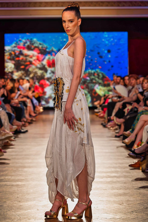 Rochie bumbac cu cordon CTN-100