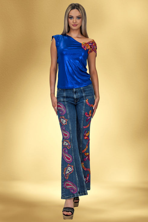 Pantaloni denim brodati – CTN-18