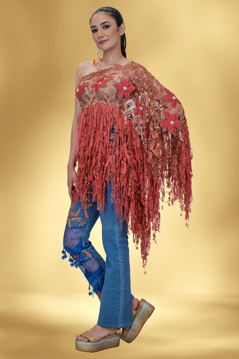 Pantalon denim cu aplicații handmade – CTN-59