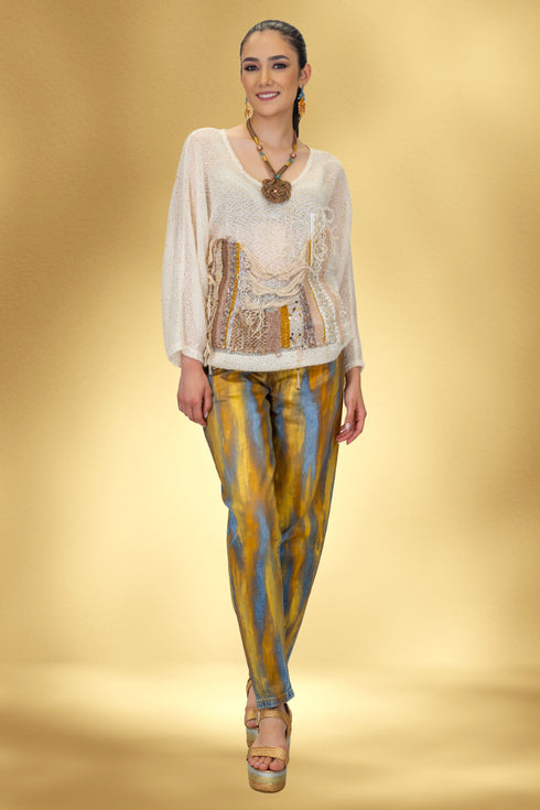 Bluză tricot cu paiete și aplicații manuale – CTN-13