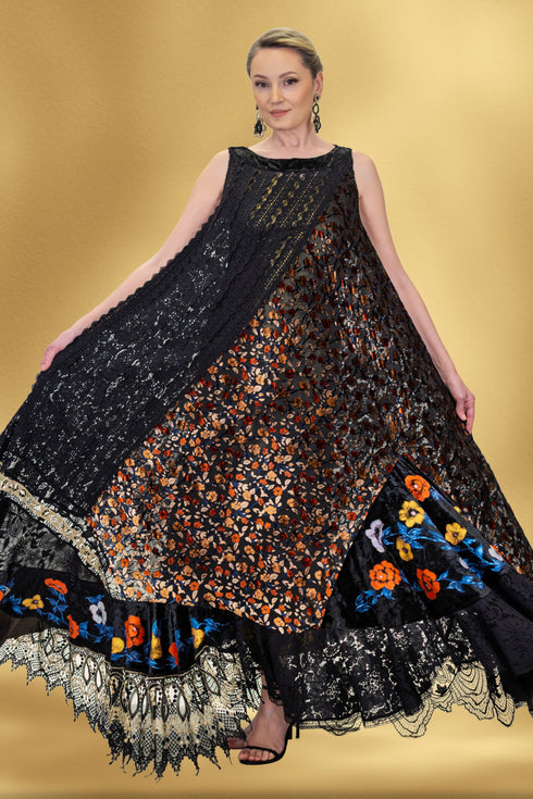 Rochie din compoziție de diverse țesături – CTN-73