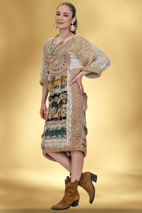 Rochie tricotată manual cu aplicații – CTN-57-UNICAT