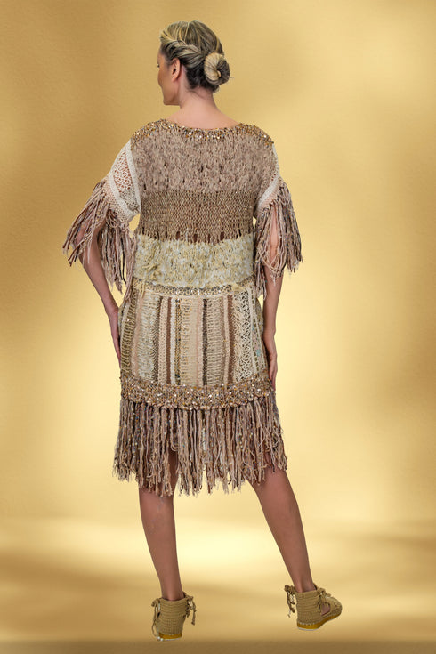 Rochie tricotată manual cu dantelă – CTN-U4