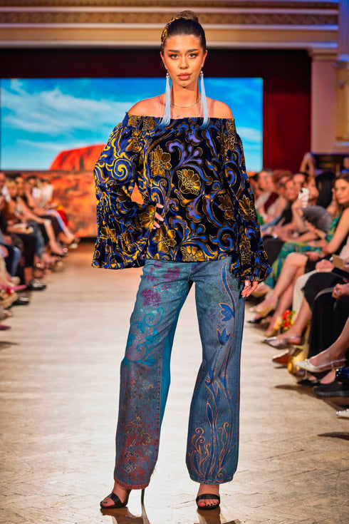 Pantalon denim pictați manual – CTN-19