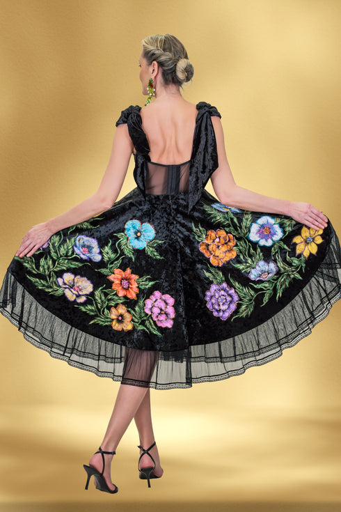 Rochie din catifea pictata manual – CTN-10