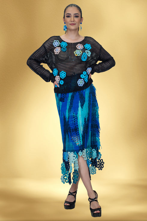 Bluza plasă cu garnituri croșetate manual – Unicat