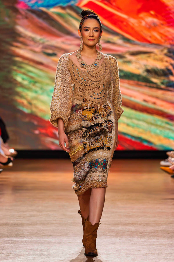 Rochie tricotată manual cu aplicații – CTN-57-UNICAT