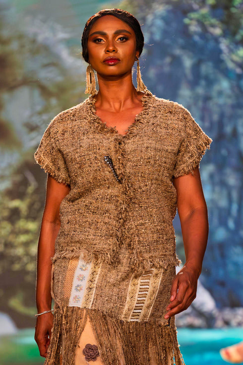 Jachetă din in cu texturi artizanale – CTN-47