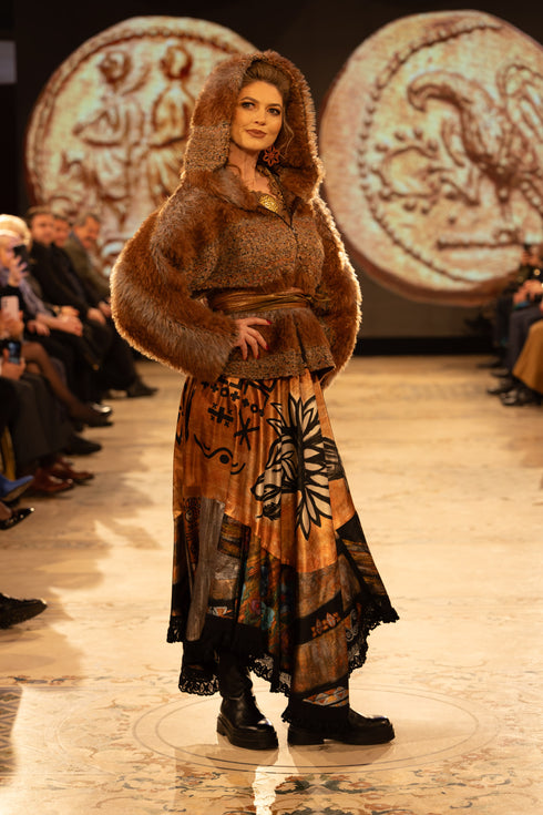 Jachetă stofă și blăniță ecologică-S-U-2