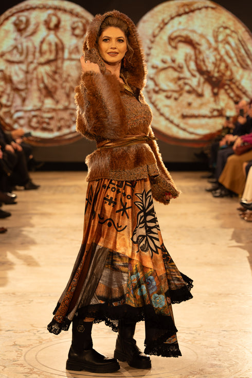 Jachetă stofă și blăniță ecologică-S-U-2