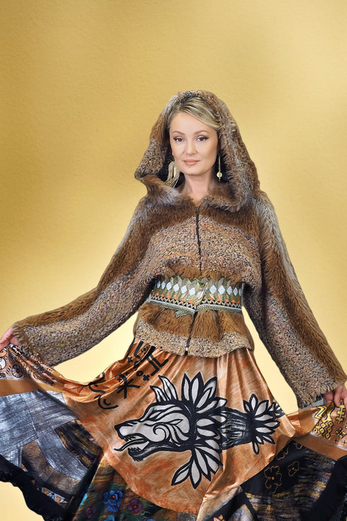 Jachetă stofă și blăniță ecologică-S-U-2