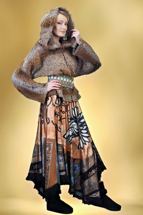 Jachetă stofă și blăniță ecologică-S-U-2