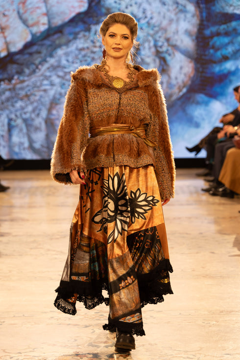 Jachetă stofă și blăniță ecologică-S-U-2