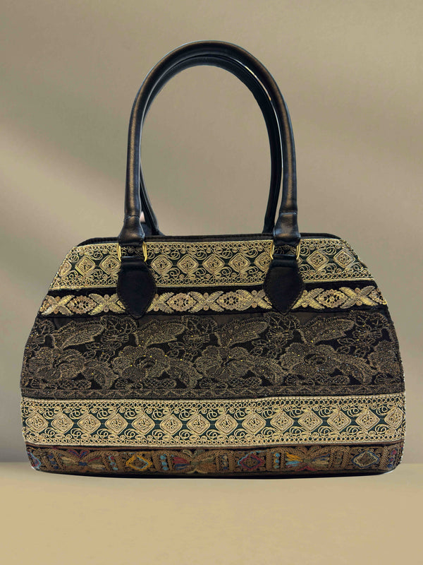 Poseta piele si compozitie dantela G-107