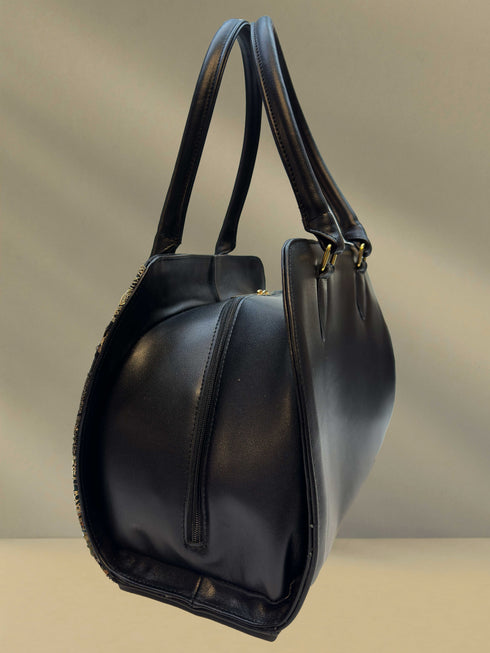 Poseta piele si compozitie dantela G-107