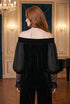 Bluza din catifea cu umeri goi LP266B - spate