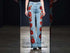 Pantalon denim cu flori pictate manual LP154