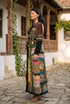 Profil pardesiu patchwork din tricot și dantelă aurie, Liza Panait Z001