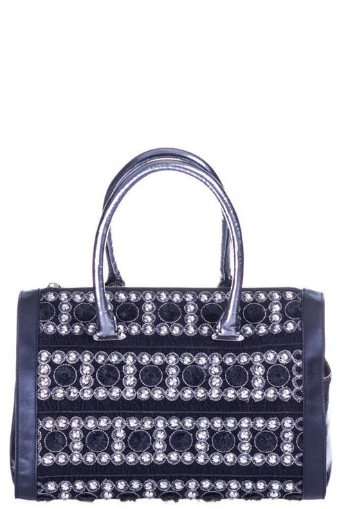 Poseta piele neagra si textil Liza Panait Liza Panait Online Boutique