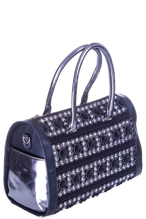 Poseta piele neagra si textil Liza Panait Liza Panait Online Boutique