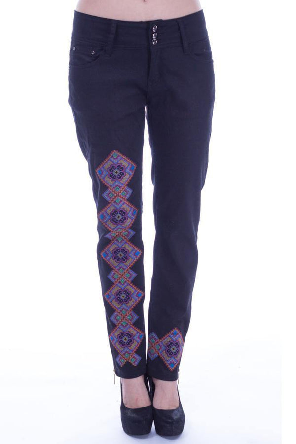 Pantalon denim cu broderie Liza Panait Liza Panait Online Boutique