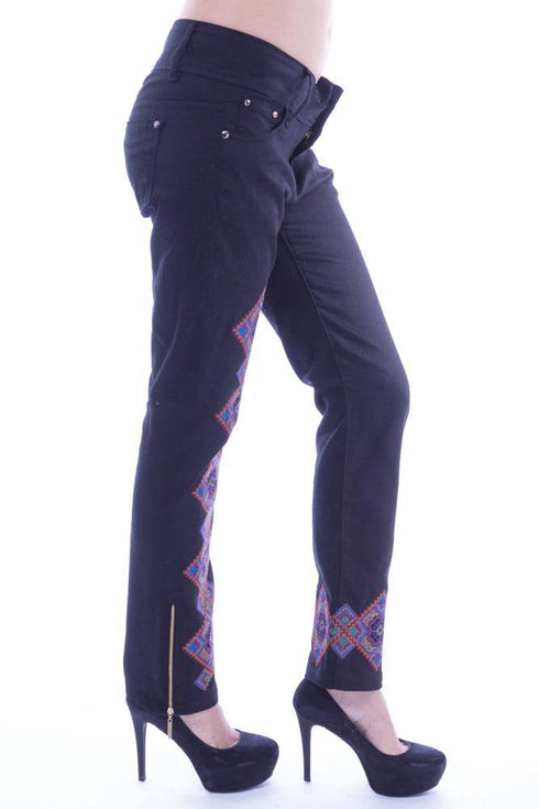 Pantalon denim cu broderie Liza Panait Liza Panait Online Boutique