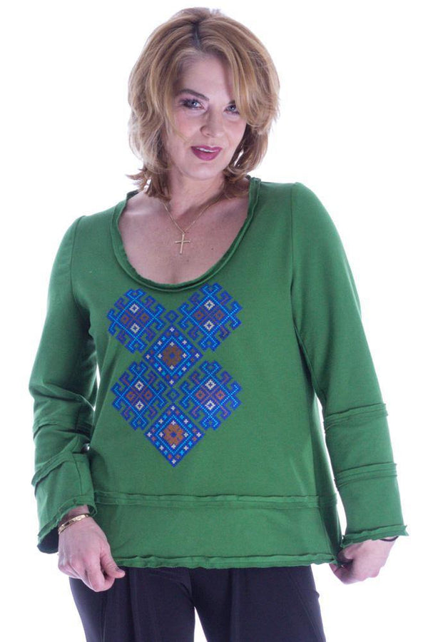Bluza tricot verde cu broderie Liza Panait Liza Panait Online Boutique