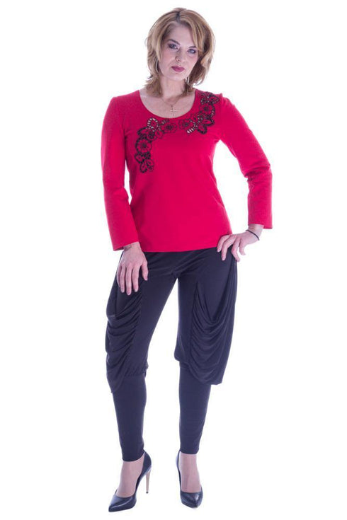 Bluza tricot rosu cu broderie Liza Panait Liza Panait Online Boutique