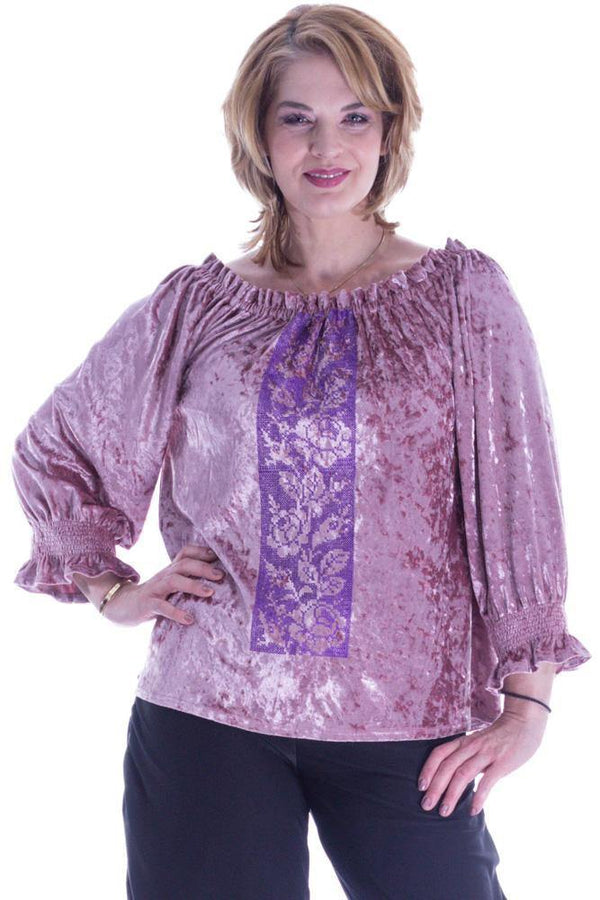 Bluza catifea cu broderie Liza Panait Liza Panait Online Boutique