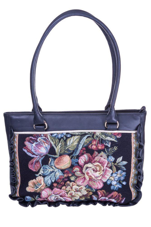 Geanta neagra de piele cu broderie  Liza Panait Liza Panait Online Boutique