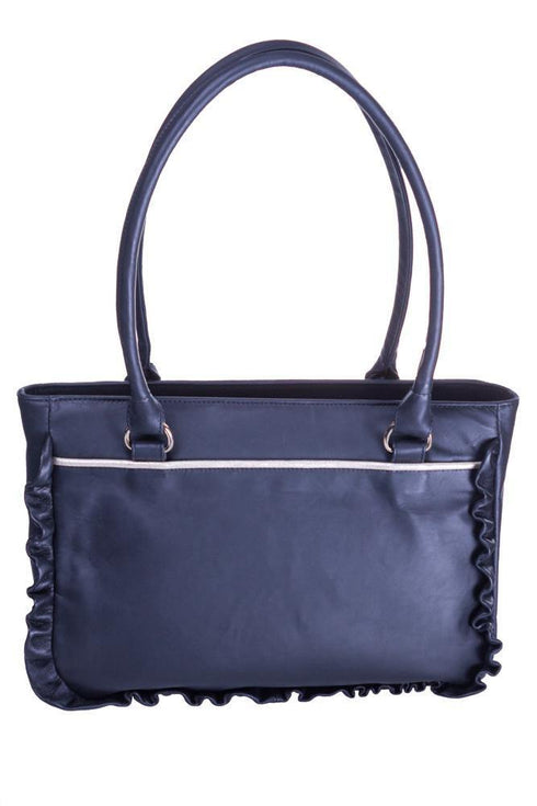 Geanta neagra de piele cu broderie Liza Panait Liza Panait Online Boutique