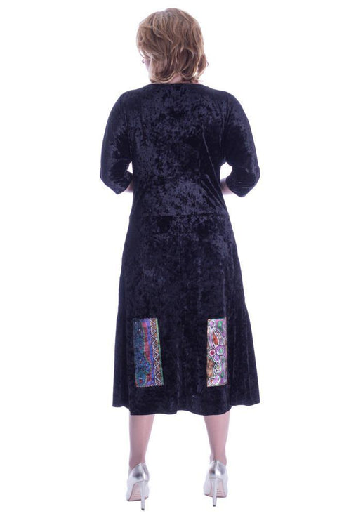 Rochie catifea pictata manual Liza Panait Liza Panait Online Boutique