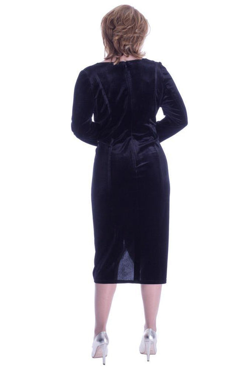 Rochie catifea cu brosa lucrata manual  Liza Panait Liza Panait Online Boutique