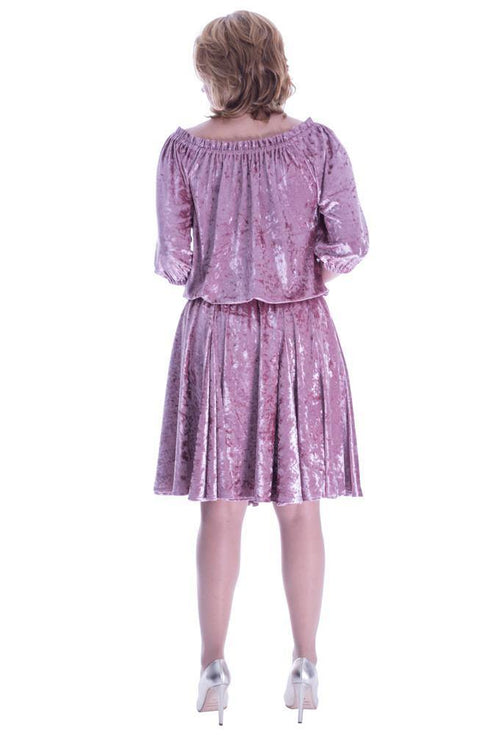 Rochie catifea roz prafuit Liza Panait Liza Panait Online Boutique