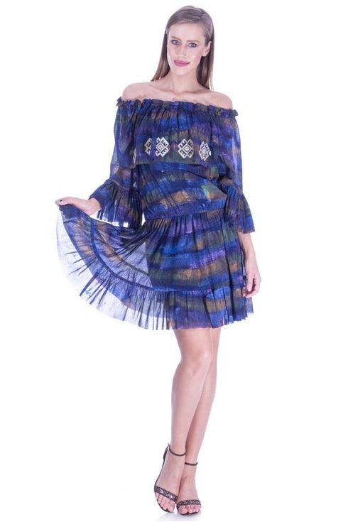 Rochie tul pictata manual Liza Panait Liza Panait Online Boutique