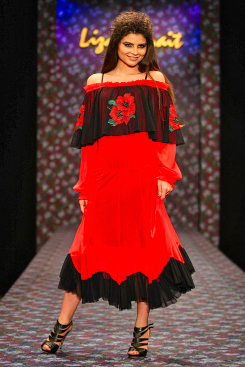 Rochie tull brodat V200