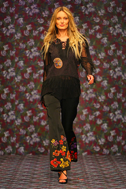 Pantalon denim pictat manual V194