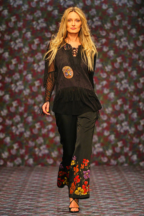 Pantalon denim pictat manual V194